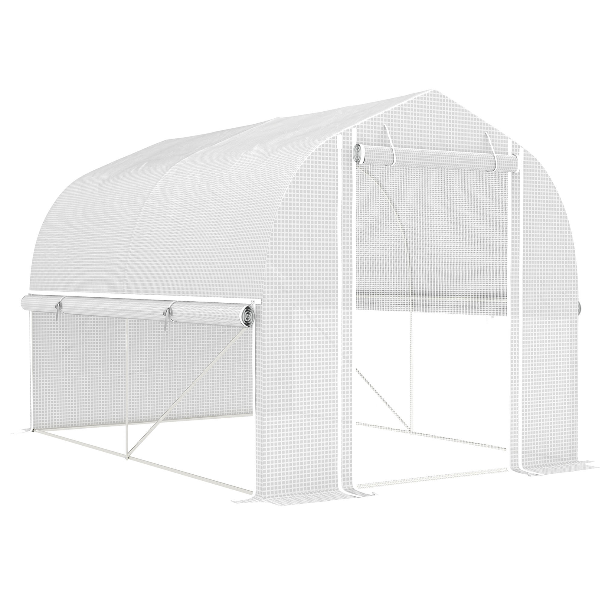 Modfu FÓLIOVNÍK z plastu 300x200x200 cm bílý s rolovacími stěnami, dveřmi a 4 okny, UV odolný