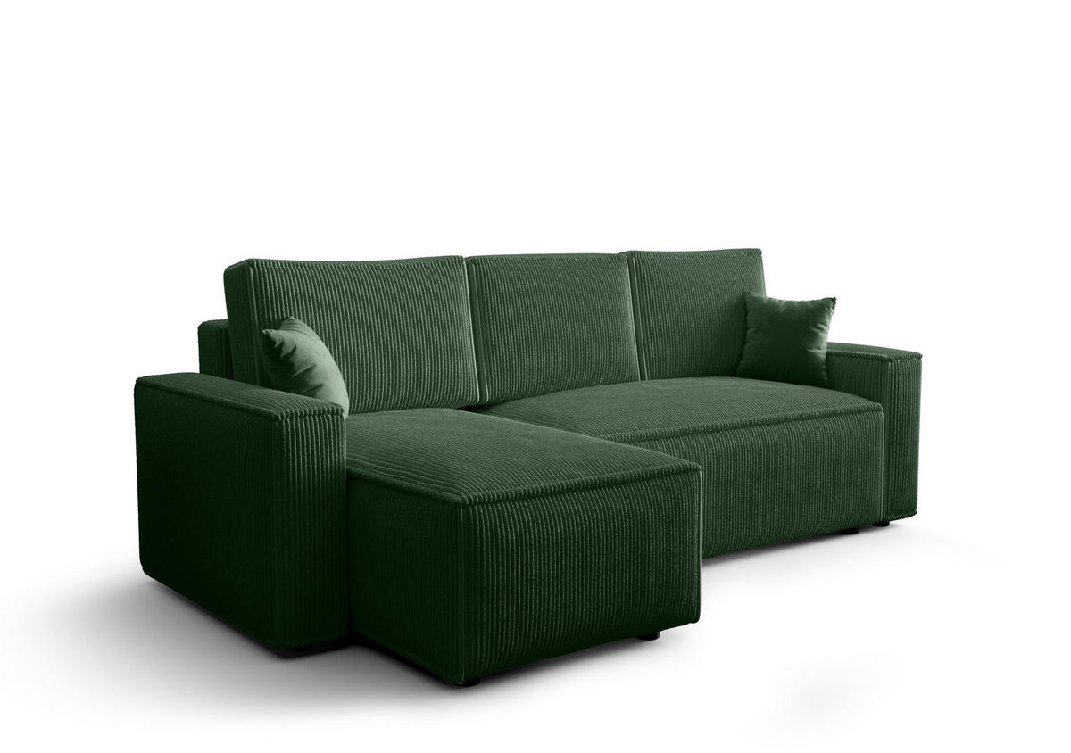 ECKSOFA L AMBRO Poso 14 Links mit Schlaffunktion - Grün, Textil (232/143cm) - Bedante