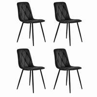ESSZIMMERSTUHL 4er-Set mit Rückenlehne Samt Schwarz - Schwarz, Metall (40/86/45cm) - Meubliv