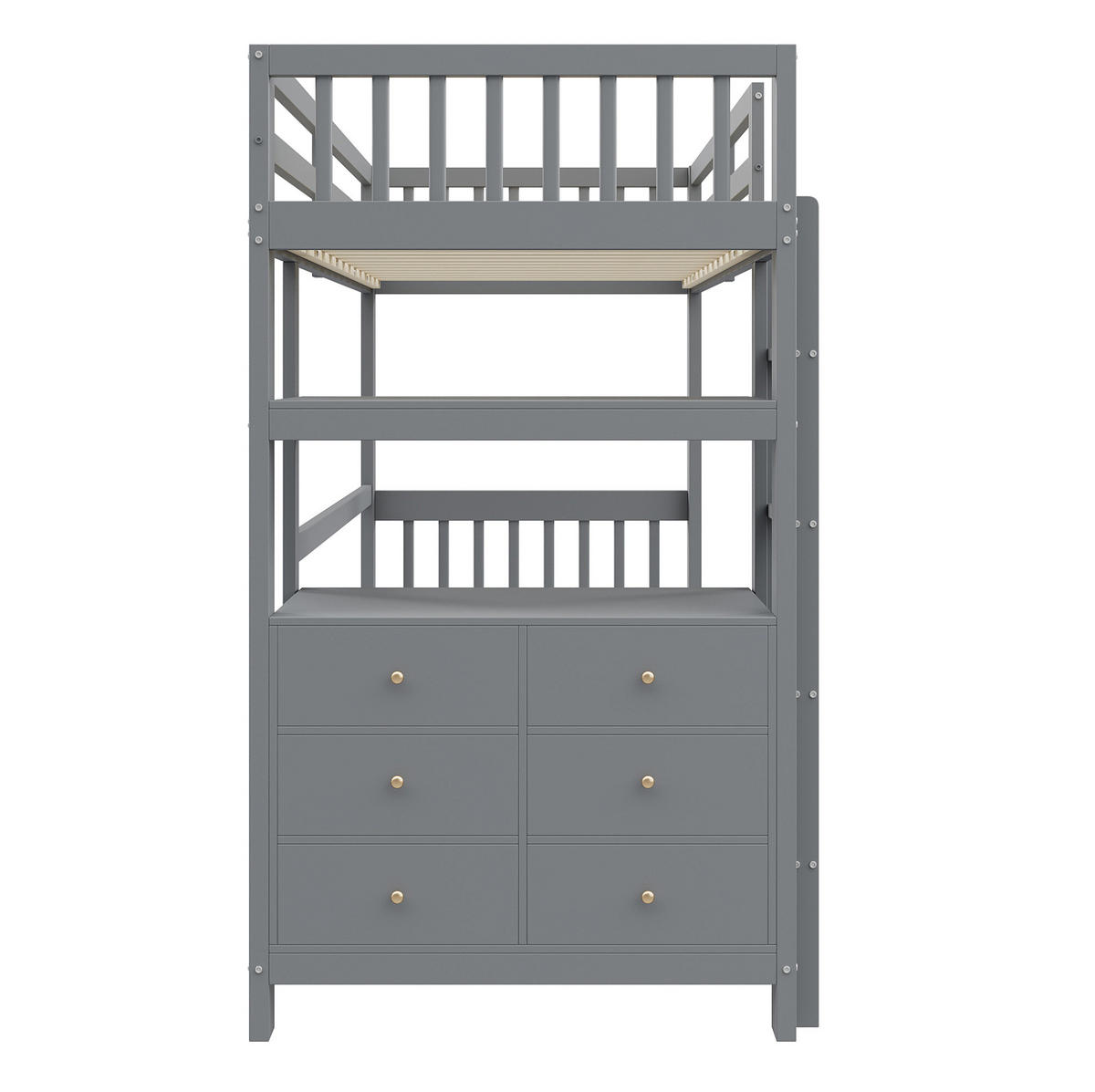 HOCHBETT 90/200 cm grau mit vertikaler Sicherheitsleiter und Schubladen - Grau, Holz (90/200cm) - OKWISH