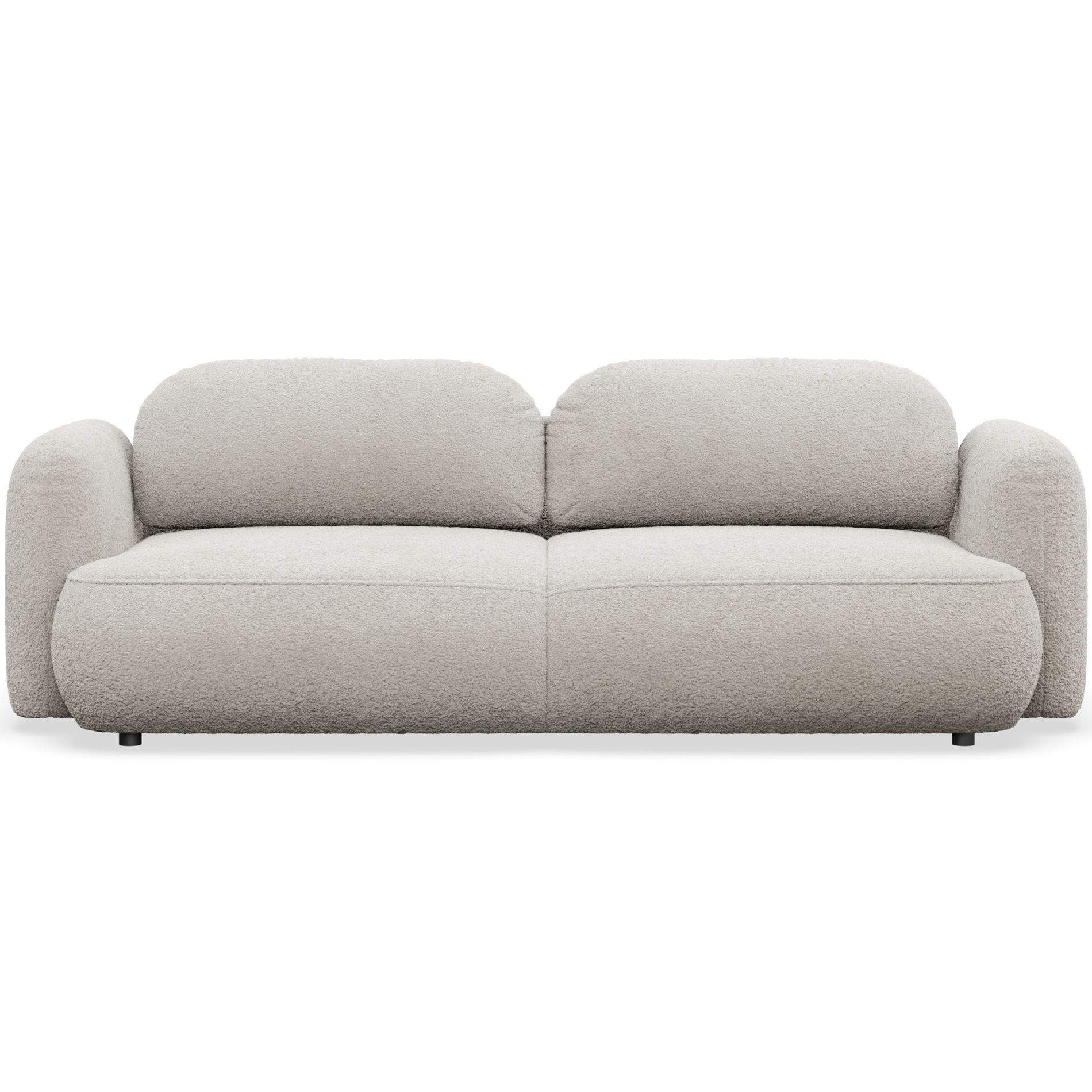 3-SITZER SCHLAFSOFA Tvoya Hellbeige Bouclé - Ecru/Schwarz, Kunststoff/Textil (253/82/110cm) - Selsey