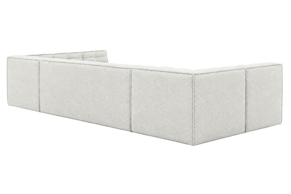 ECKSOFA Modulares U-Form, Plüschstoff Pop, Ice, LAZY U Medium - Weiß, Holz (386/76/173cm) - Kaiser Möbel