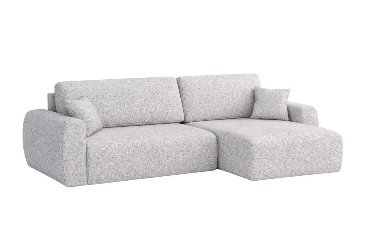 ECKSOFA Mit Schlaffunktion, Ariel XL, Chenille-Stoff, Stoff Artico, Cement, Rechts - Hellgrau, Holz (280/142cm) - Kaiser Möbel