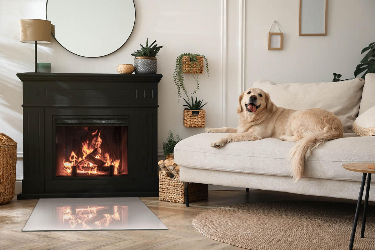 GLASPLATTE für Kamin 80x60 cm - Beige, Glas (80/60/0.4cm) - TULUP