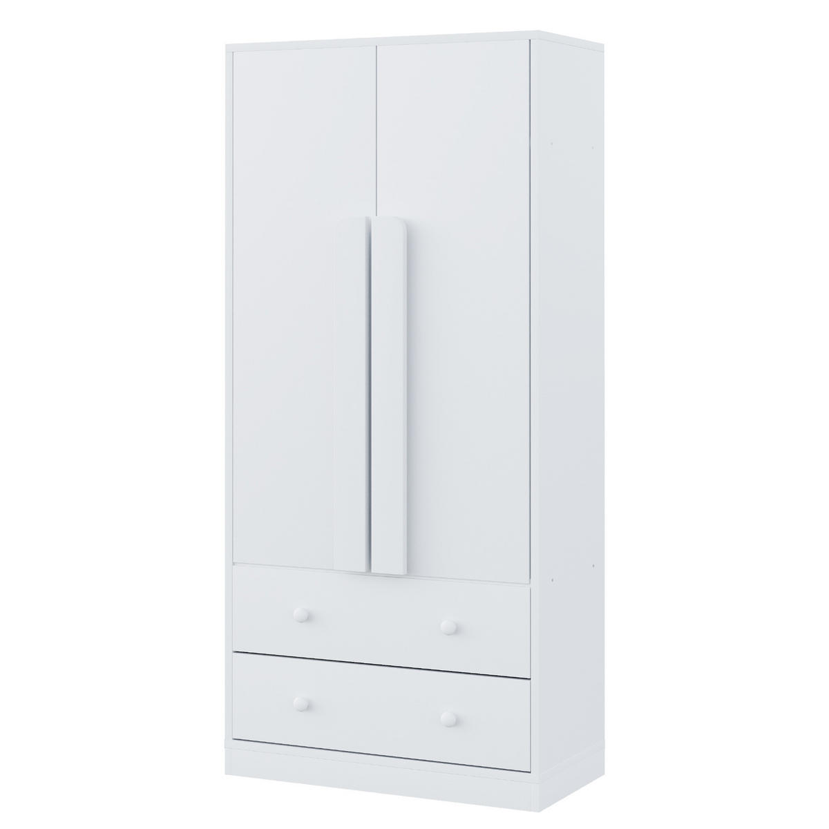 KLEIDERSCHRANK 70x40x170cm 2 Türen Schubladen Weiß - Weiß, Holz (70/170/40cm) - FLIEKS