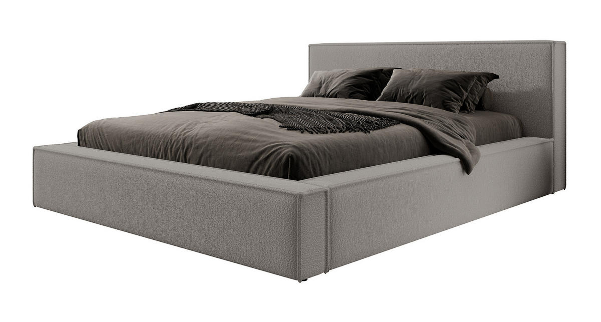 POLSTERBETT Bocalio Dunkelgrau Boucle 160 cm - Dunkelgrau, Textil (160/200cm) - Selsey