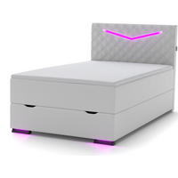 BOXBETT Dacota weiß 140/200 cm LED Kunstleder - Weiß, Textil (140/200cm) - wonello