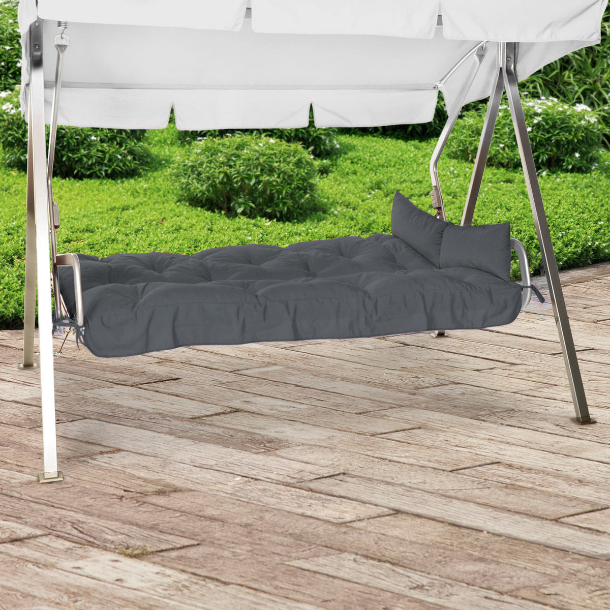 HOLLYWOODSCHAUKELAUFLAGE Flair HS 180/50/8cm Graphitgrau - Graphitfarben, Textil (50/8/180cm) - Beautissu 