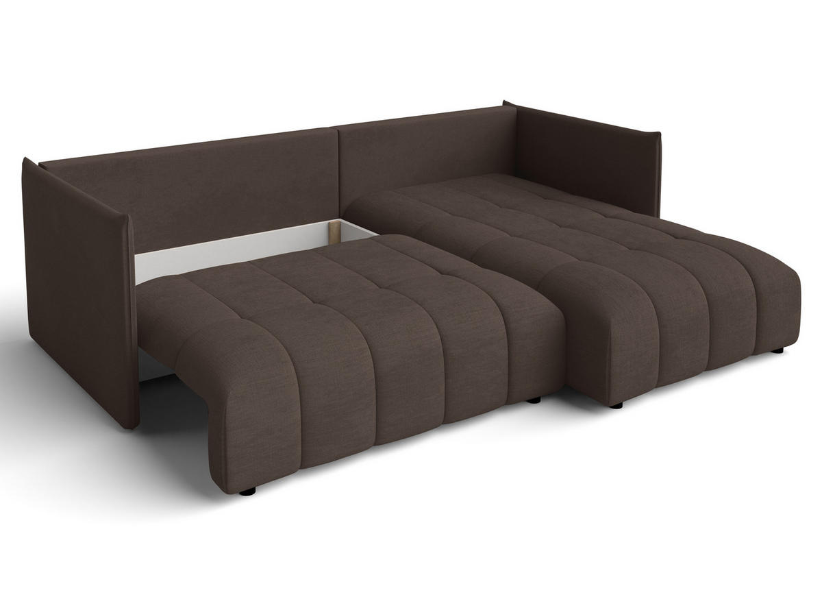 ECKSOFA L Form Cosmova Braun 245/182/83 cm mit Schlaffunktion - Schwarz/Braun, Kunststoff/Textil (245/182cm) - AX Living