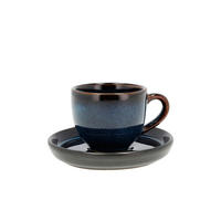 ESPRESSOTASSE mit Untertasse 7 cl Dunkelblau/Schwarz - Blau, Keramik (0.7L) - Bitz