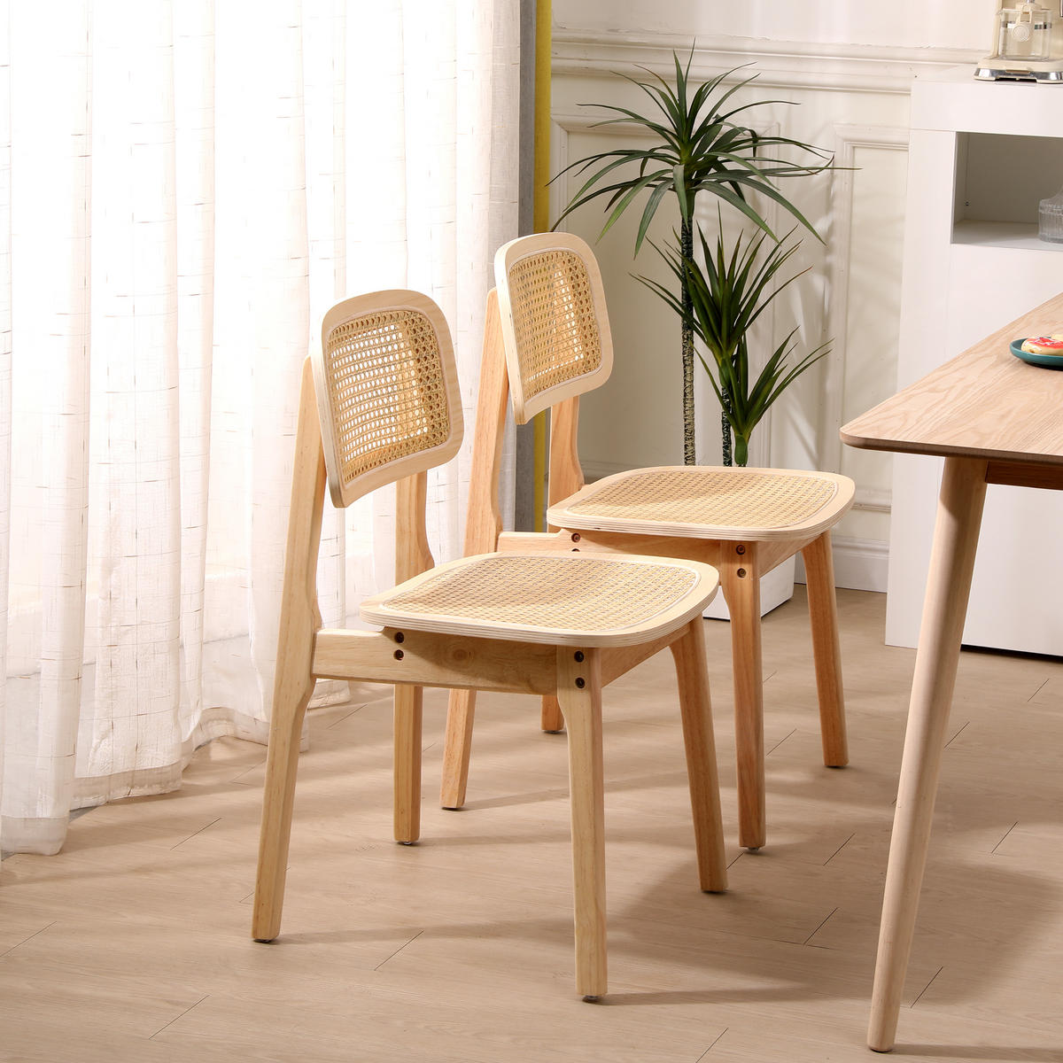 STUHL 2er-Set Rattan Braun - Braun, Holz (46/80/49cm) - Nordlys