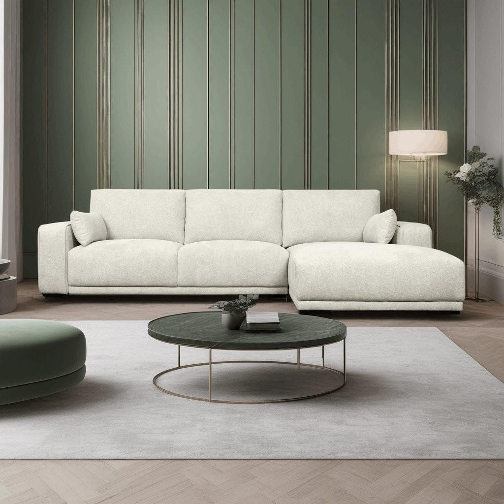 ECKSOFA Webstoff Beige - Beige/Schwarz, Holz/Textil (305/105cm) - Furnhouse