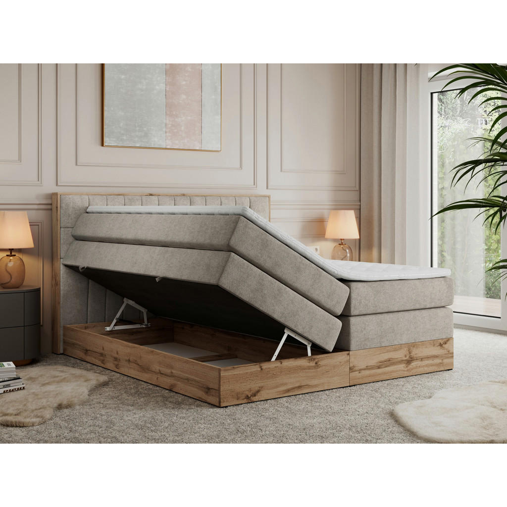 Thumbnail - MKS Boxspringbett, Beige, Textil, 2-Sitzer, H4, Rechteckig, 140x200 cm, Schlafzimmer, Betten, Boxspringbetten