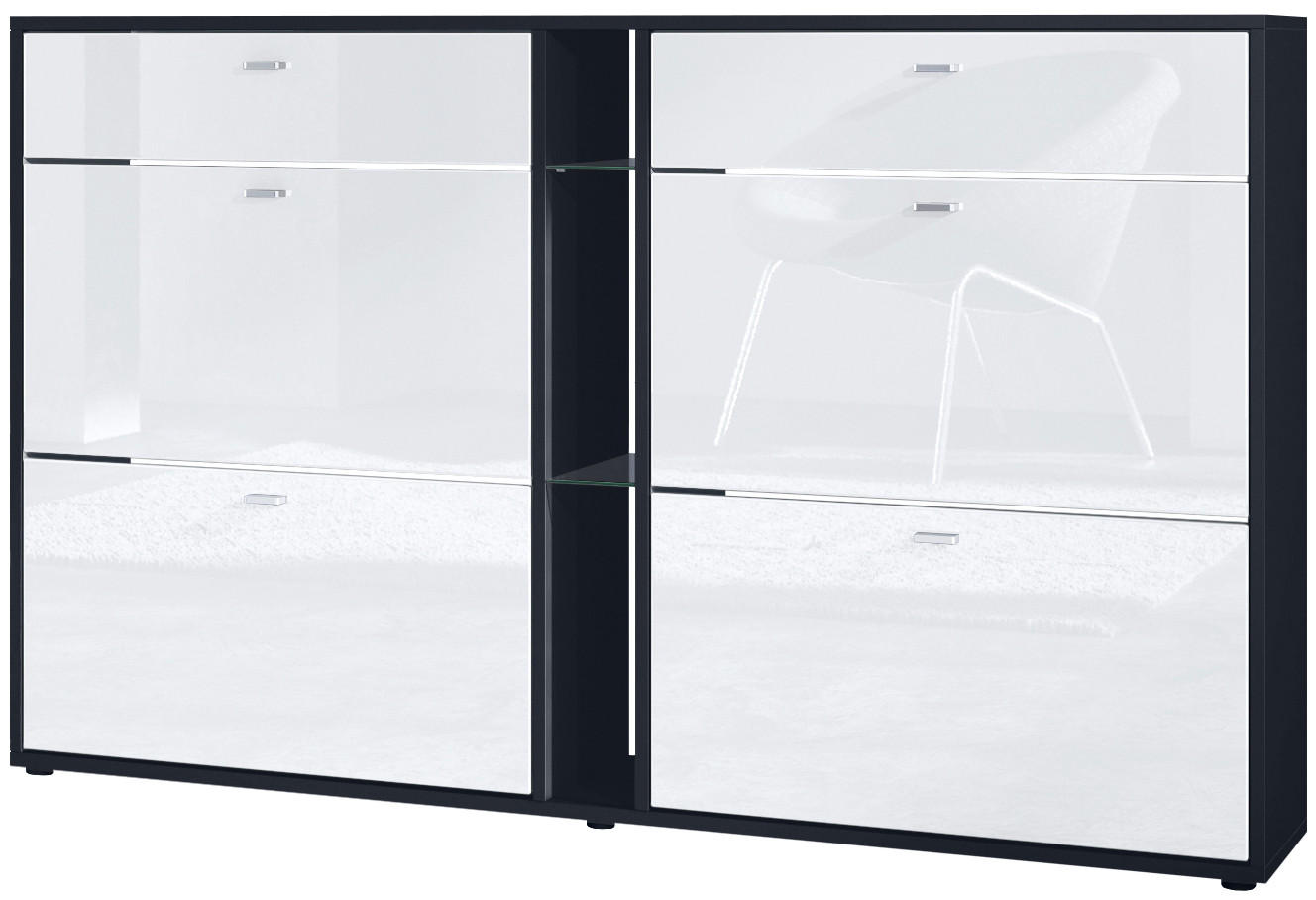 SCHUHSCHRANK Today Fronten in Weiß Hochglanz - Weiß Hochglanz, Holzwerkstoff (155.5/95/28cm) - Vladon