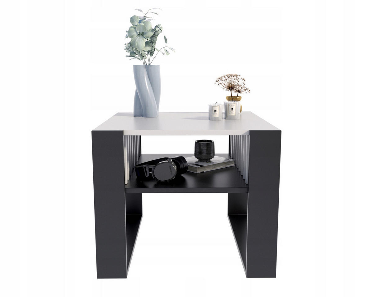 COUCHTISCH IGA Quadratisch Weiß-Schwarz 60/63,6/50 cm - Multicolor, Holzwerkstoff (63.6/60/50cm) - Matkam Möbel