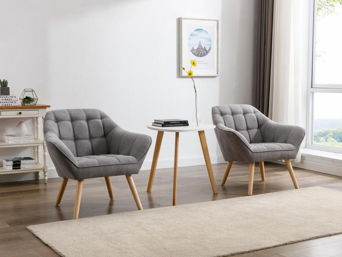 SESSEL - Stoff - Grau - CASERTA - Grau, Textil (73/77/82cm) - Vente-Unique
