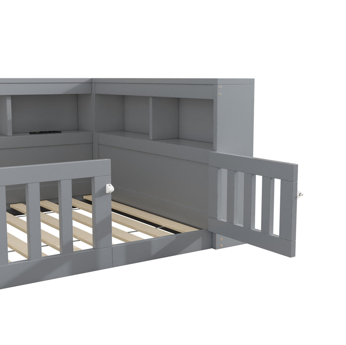 DAYBETT aus Spanplatte und MDF 90x200 cm Grau mit Stauraum, Steckdosen und USB-Anschlüssen - Grau, Holzwerkstoff (90/200cm) - IVMEU