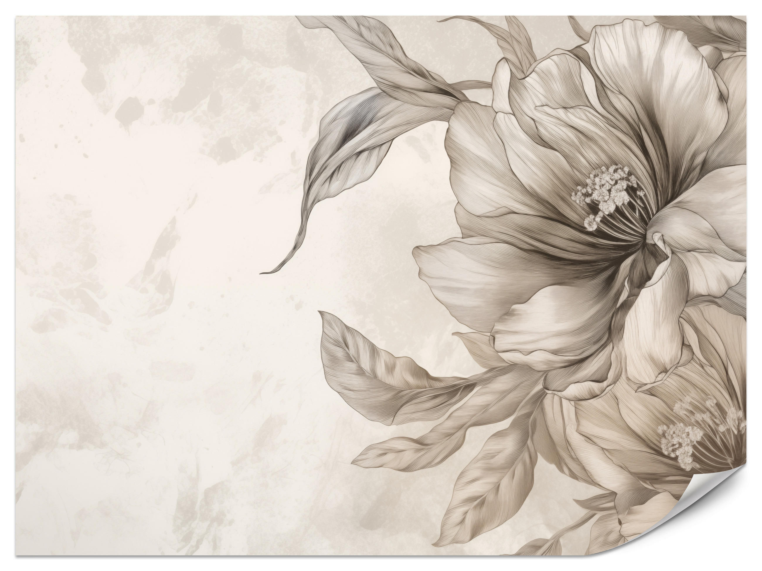 FOTOTAPETA Pre Spálňu Jemné Béžové Kvety Minimalizmus Moderná 350 x 256 cm - béžová, papier (350/256cm) - Muralo