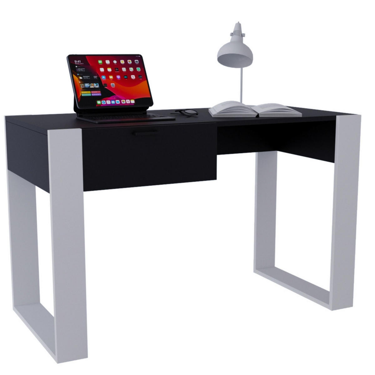 SCHREIBTISCH Schwarz 120/73/53,6 cm - Schwarz/Weiß, Holzwerkstoff (53.6/120/73cm) - CraftPAK