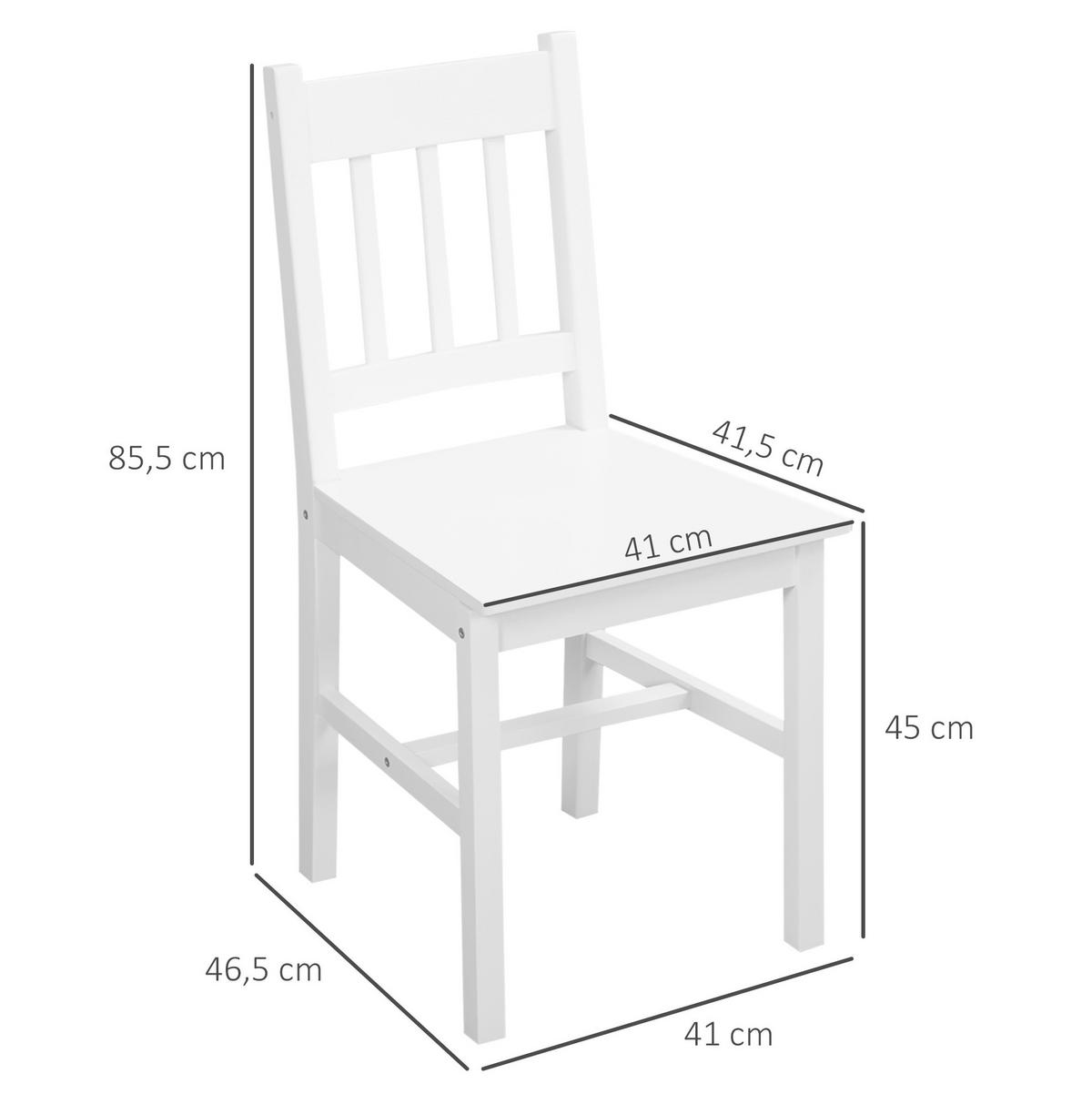 ESSZIMMERSTUHL 4er-Set mit Rückenlehne Holz Weiß - Weiß, Holz (41/85.5/46.5cm) - Meubliv