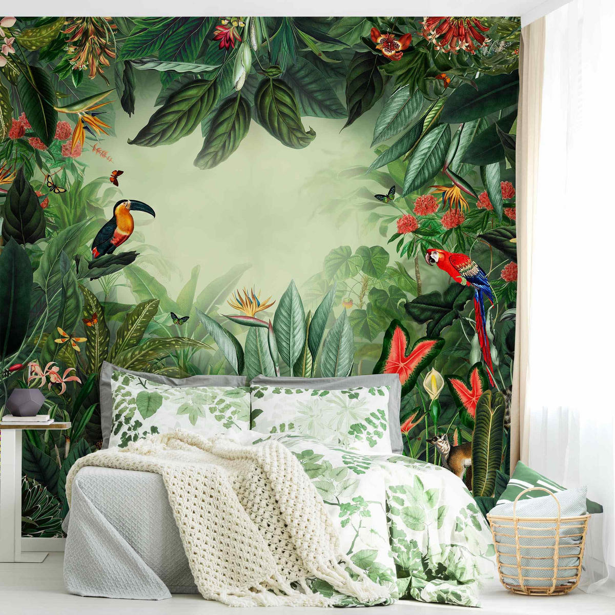 FOTOTAPETE Vintage Bunter Dschungel 240/240 cm - Multicolor, Papier (240/240cm) - Bilderwelten