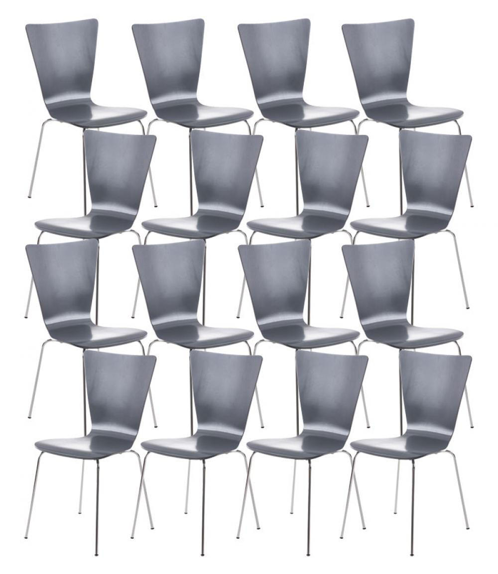 BESUCHERSTUHL 16er Set Holz grau - Grau, Holz/Metall (43/84/50cm) - CLP