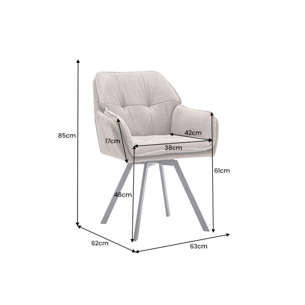STUHL MR. LOUNGER Microfaser Taupe - Taupe/Schwarz, Textil/Metall (63/85/62cm) - riess-ambiente