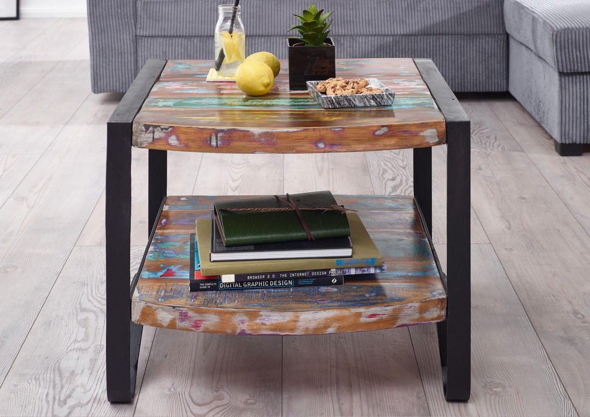BEISTELLTISCH Altholz 60x60x50 lackiert INDUSTRIAL #46 - Multicolor, Holz (60/60/50cm) - Massivmoebel24