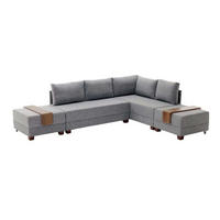 ECKSOFA mit rollbarer Schlaffunktion - Walnussfarben/Grau, Holz/Textil (210/280cm) - myHomelando