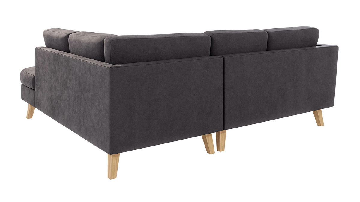 ECKSOFA Mario Graphit Microfaser - Graphitfarben/Naturfarben, Buchenholz/Textil (221/186cm) - S-Style Möbel
