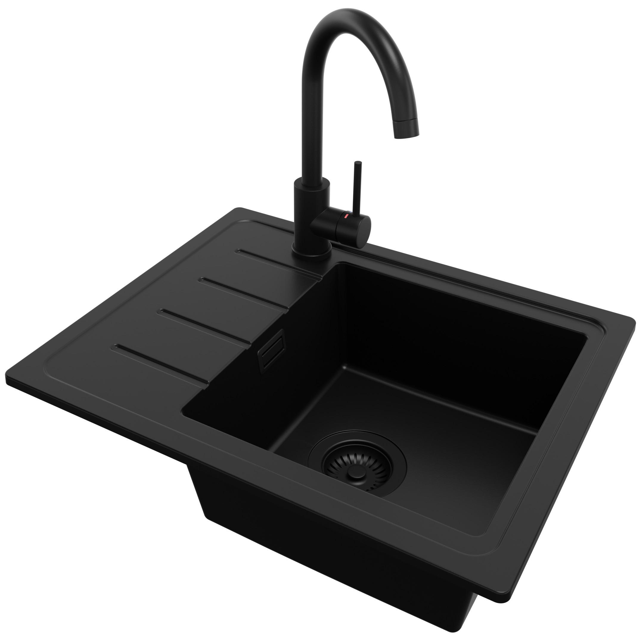 Primagran Granitspüle Schwarz, Schwarz, Schwarz 55x17x44 cm
