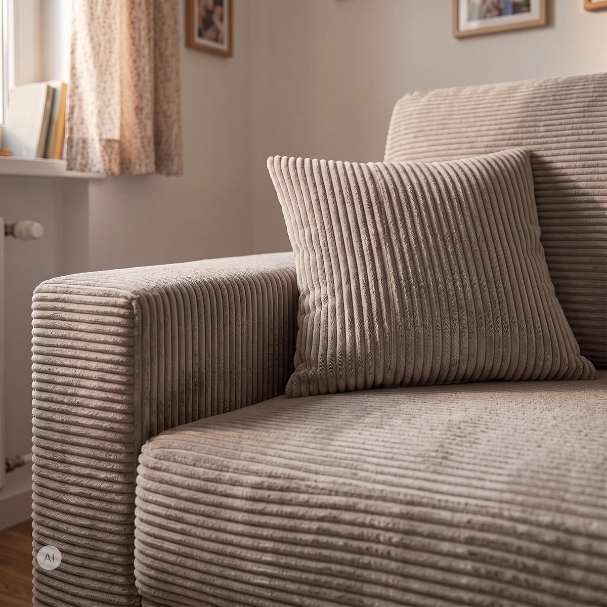 3-SITZER-SOFA EDEL mit Schlaffunktion und Bettkasten, Cordstoff Beige - Beige/Schwarz, Holz/Textil (165/94/100cm) - NACANAPA