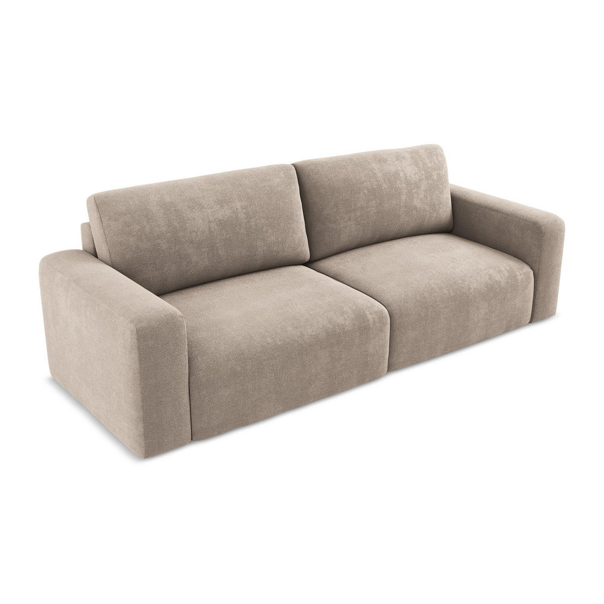 3-SITZER SOFA mit Schlaffunktion Chenille Stoff Beige - Beige/Schwarz, Kunststoff/Textil (244/79/102cm) - LaMiaSofa