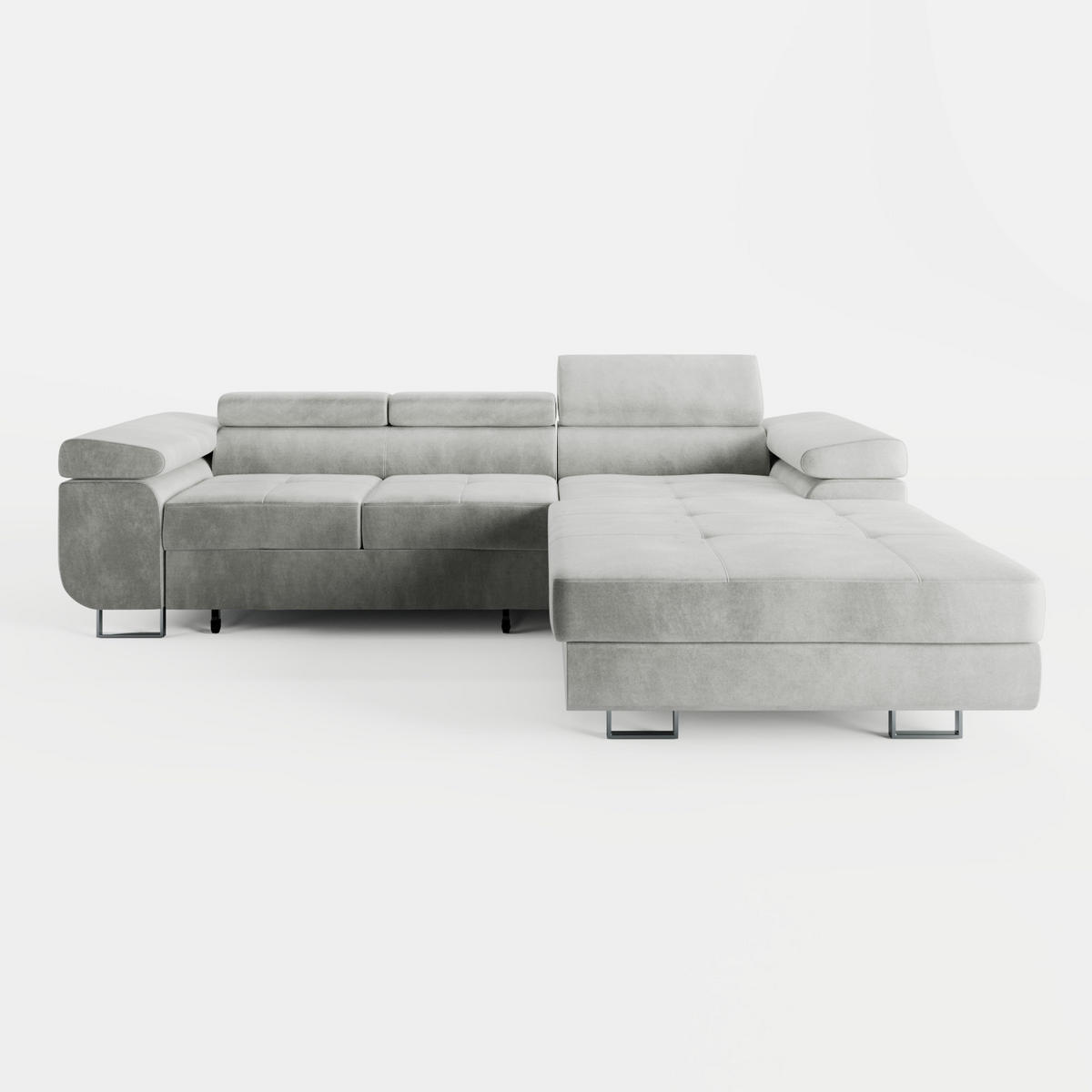ECKSOFA VEMO CORE Rechts Schwarz Velours-Stoff mit Schlaffunktion und Bettkasten - Schwarz, Holz/Metall (280/205cm) - Barchello