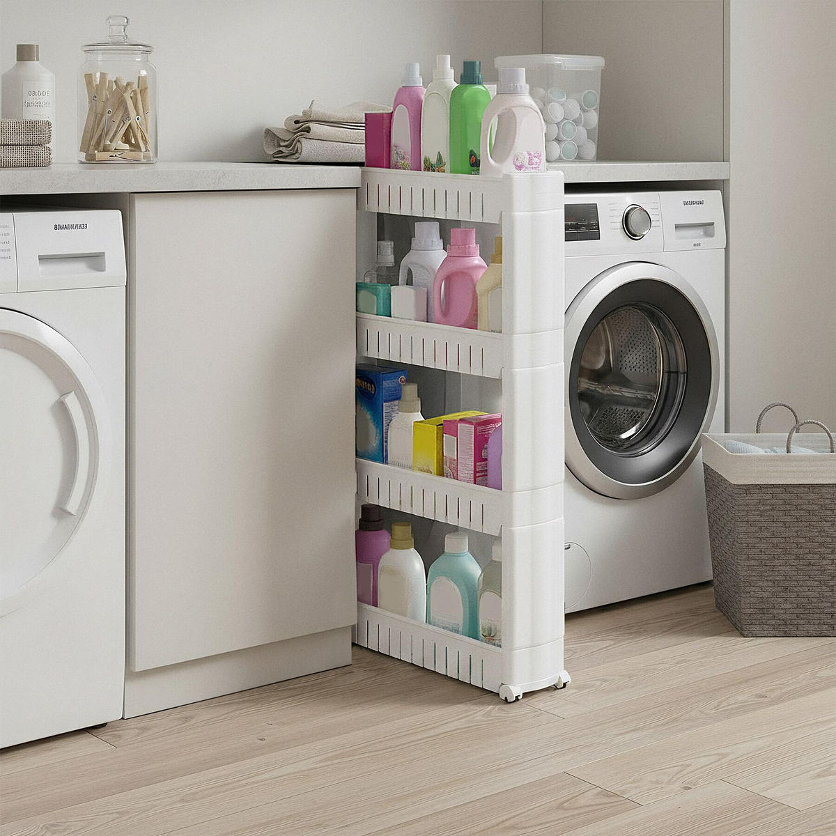 NISCHENREGAL Joe, 54 x 12 x 101 cm , weiß - Weiß, Textil (12/101/54cm) - tectake