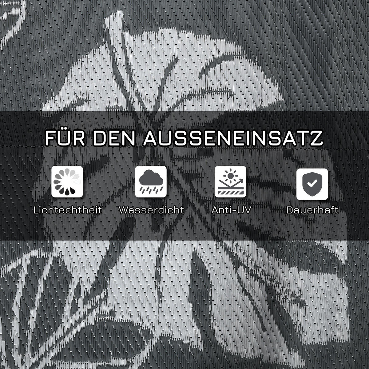 OUTDOORTEPPICH, Kunststoff, Grau+Weiß - Weiß/Grau, Kunststoff (274/182cm) - Outsunny