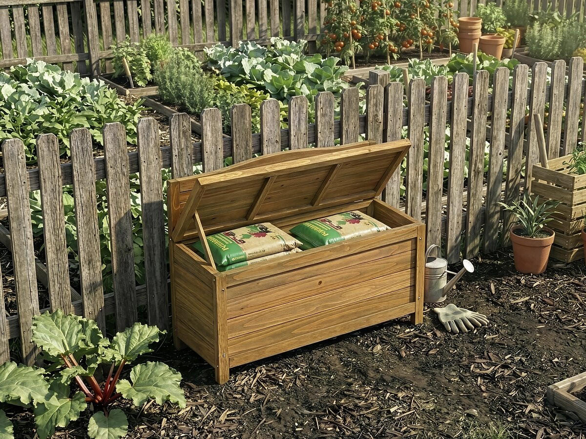TRUHENBANK Ben Braun - Braun, Holz (90/60/33cm) - Habitat Garten