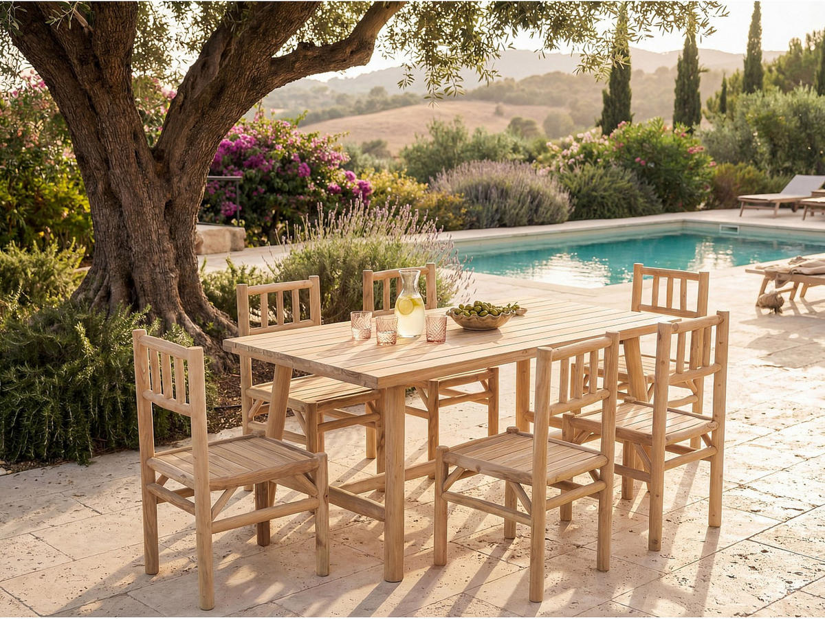 GARTENSTUHL - 45 cm x 54 cm - Holz, Platte - Naturfarben Hell - TULUM - Naturfarben, Holz (45/90/54cm) - Vente-Unique