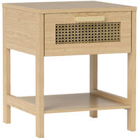 NACHTTISCH aus Holz mit Rattan-Schublade & Ablage, 40/40/48,4 cm, Naturholz - Naturfarben, Holz (40/48.4/40cm) - Redom