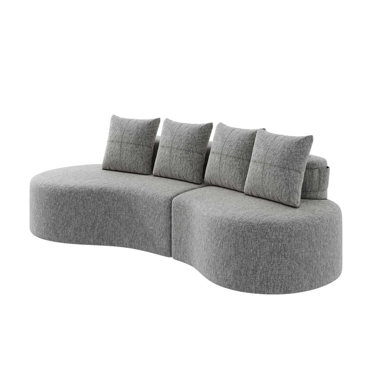 BIGSOFA Loungesofa,3er-Sofa,reich gepolstert,Leinenstoff,Hellgrau - Hellgrau, Textil (240/63/109cm) - LVHOM