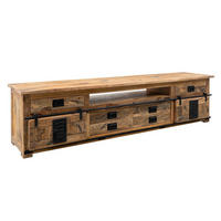 TV-BOARD Mango 240x50x60 natur lackiert RAILWAY #156 - Naturfarben, Holz (240/60/50cm) - Massivmoebel24