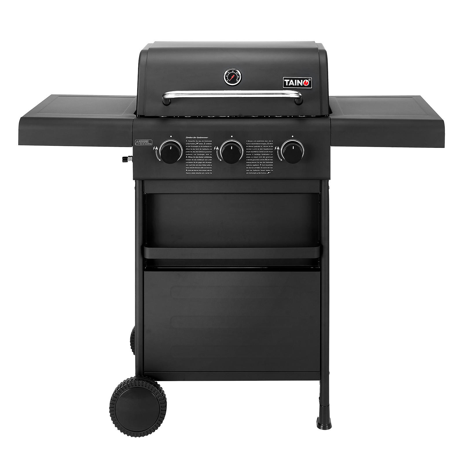 GASGRILL COMPACT 3+0 3-Brenner - Schwarz, Metall (113/100/48cm) - TAINO