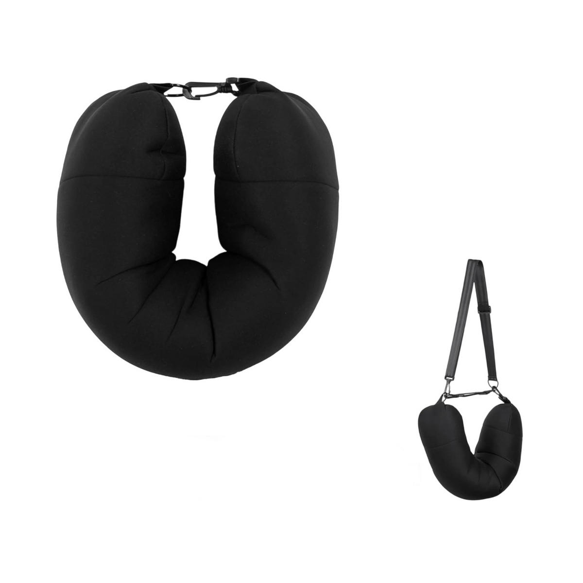 NACKENKISSEN U-Form mit Stauraum Reisekissen - Schwarz, Textil (22/75cm) - Vercart