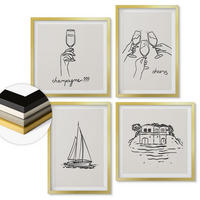 WANDBILDER 4er Set - 50x50 cm & 40x60 cm Goldrahmen - Haus am Wasser, Toastsegelboot - Goldfarben, Kunststoff (50/50cm) - ArtPrintCave