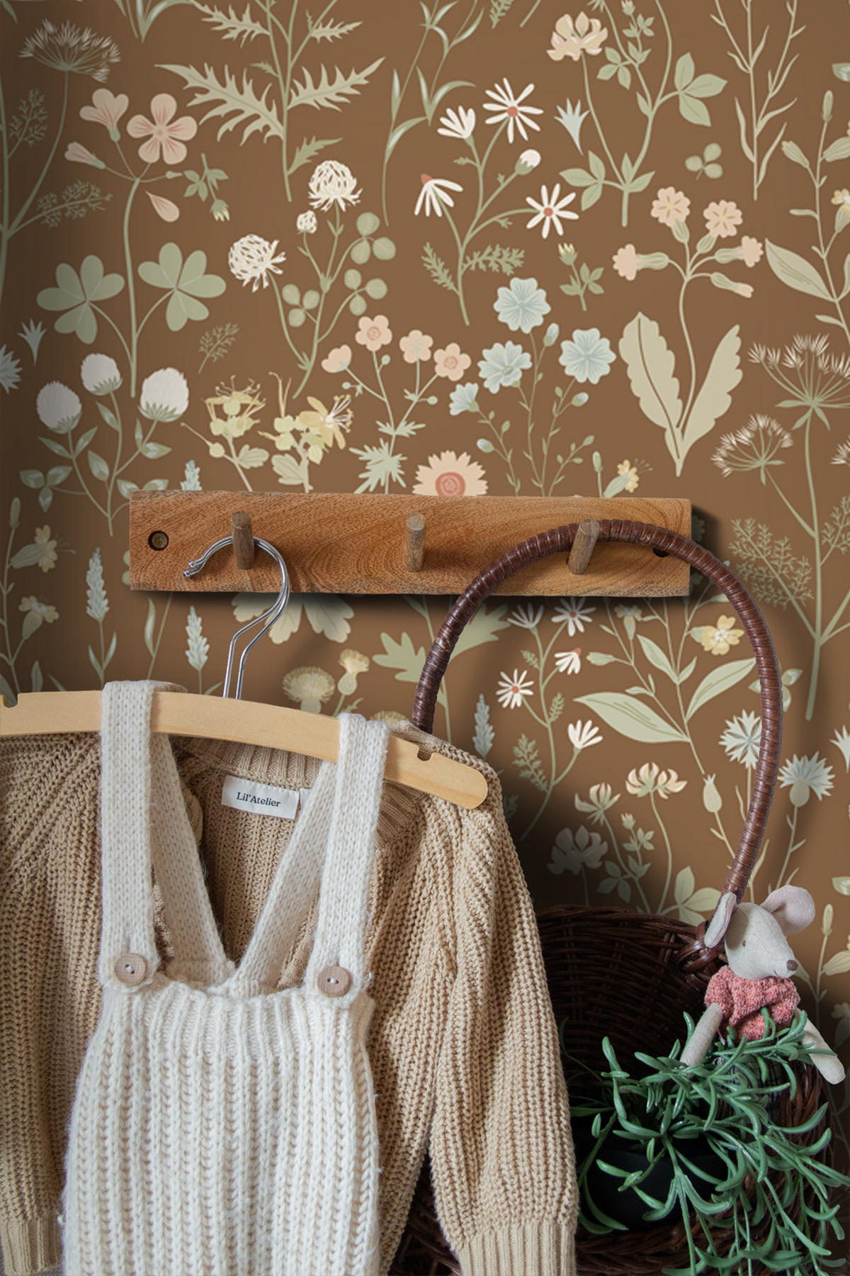 TAPETE Feldblumen 50 x 900 cm - Braun, Papier (50/900cm) - ESTAhome