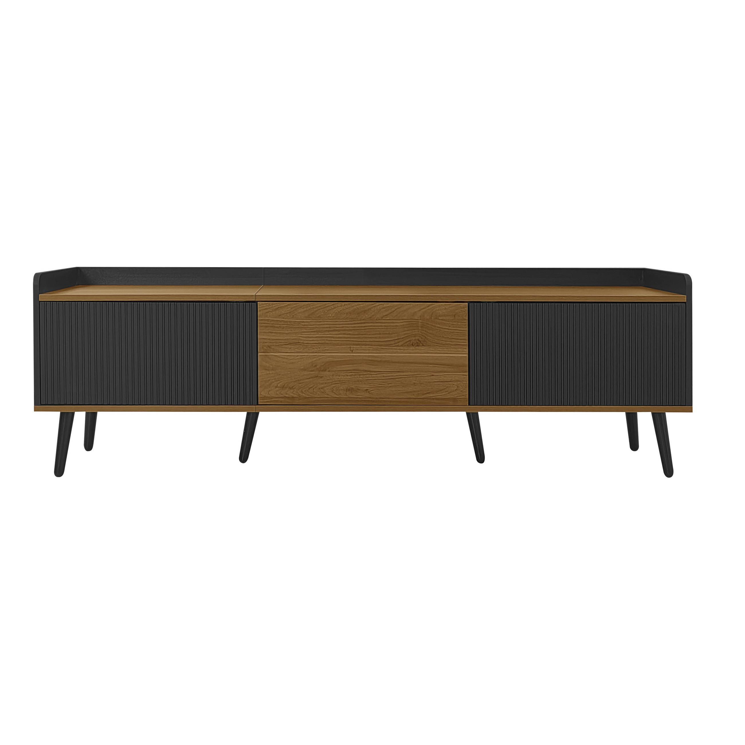 TV-LOWBOARD Schwarz-Natur 160/39/49.5 cm - Schwarz, Holzwerkstoff (160/49.5/39cm) - PANGIVO