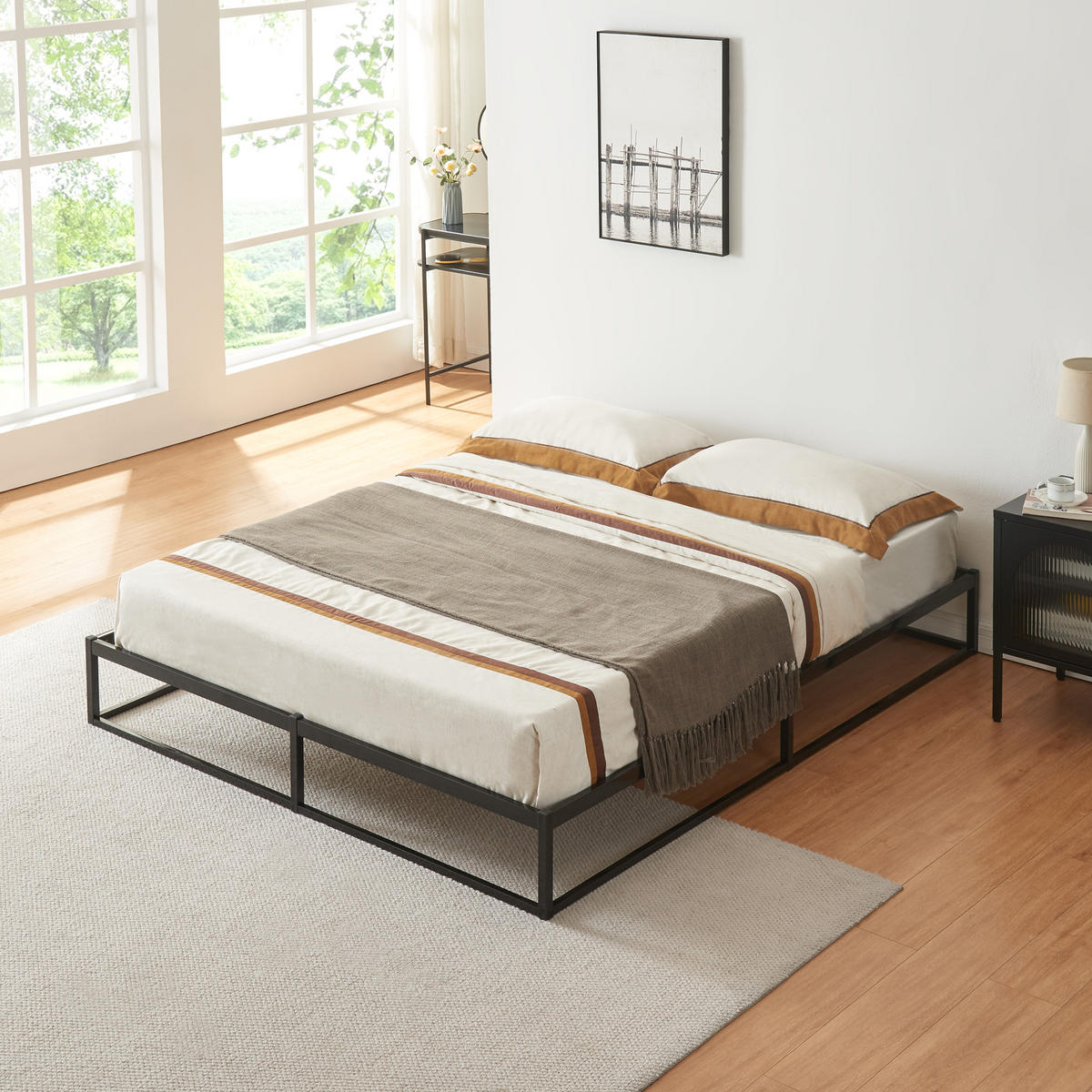 METALLBETT Trerunta - Schwarz, Metall (180/200cm) - [en.casa]