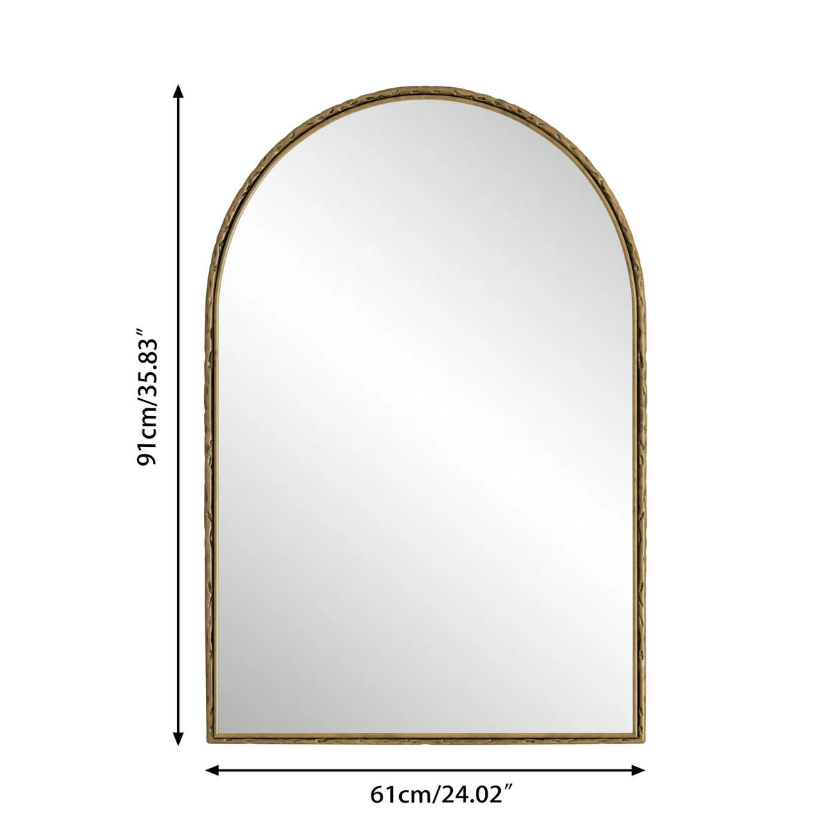 WANDSPIEGEL 61x2.5x91 cm Gold aus Eisen & gehärtetem Glas mit Bogen-Design - Goldfarben, Glas (2.5/91/61cm) - Modfu
