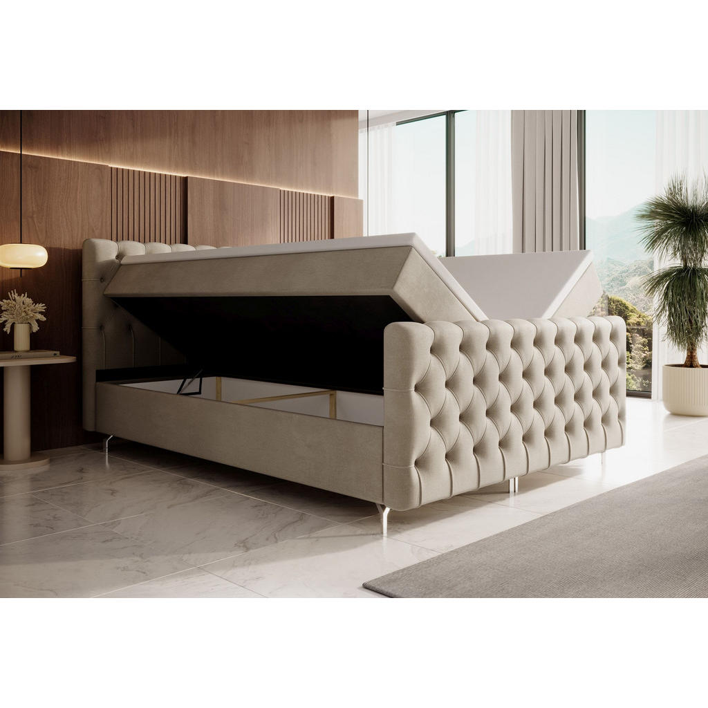 Thumbnail - Bedante Boxbett, Creme, Textil, Höhe ca. 19 cm, 160x200 cm, Oeko-Tex® Standard 100, Schlafzimmer, Betten, Boxspringbette...