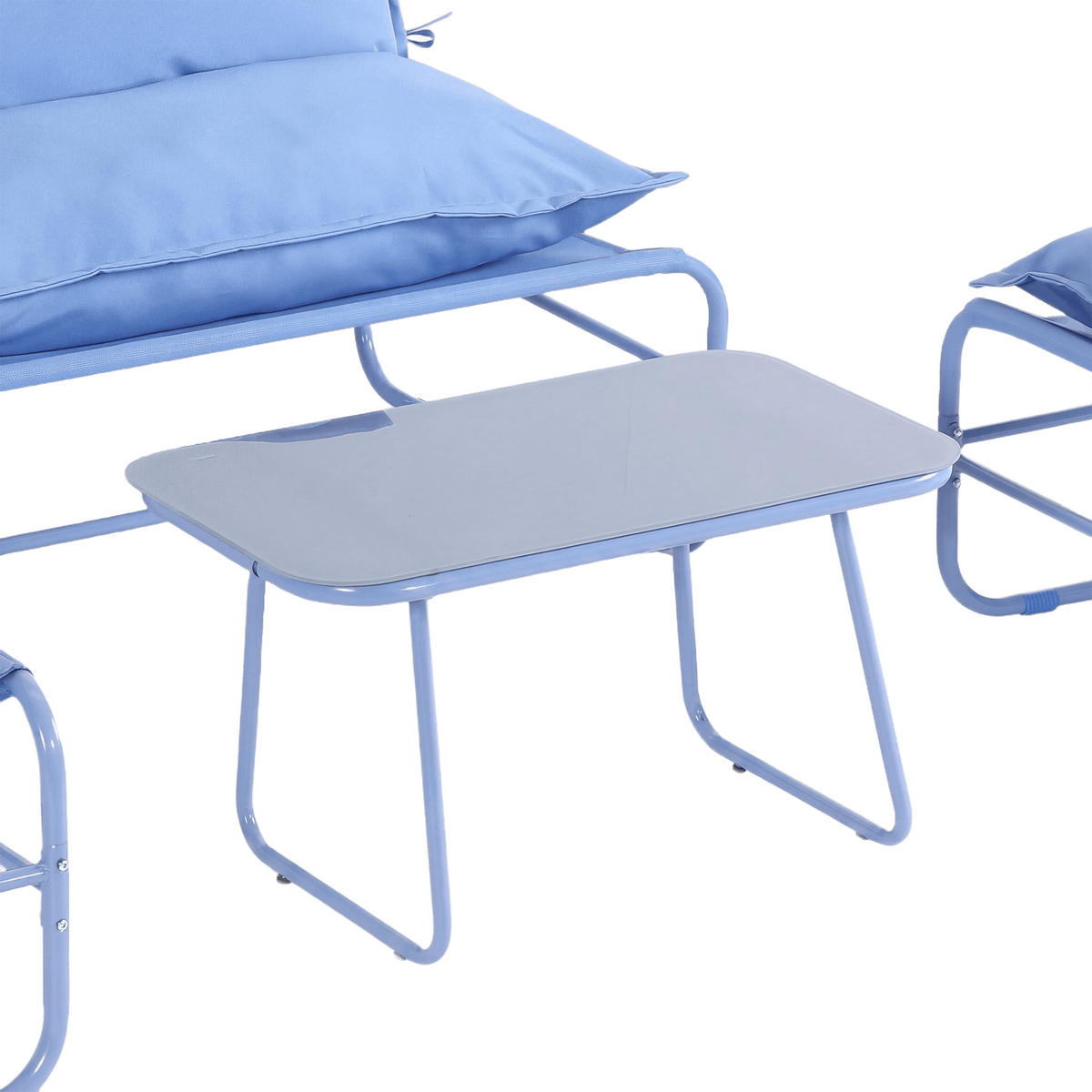 GARTENSET Blau 45/79/44 cm 4er-Set - Blau, Metall - Mobili Rebecca